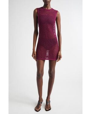 DIOTIMA Grenada Beaded Mesh Stitch Sweater Dress - Red