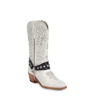 Urbnkicks Cowboy Leather Boots - White