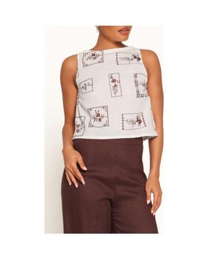 Petal & Pup Leni Print Crop Sleeveless Top - Brown