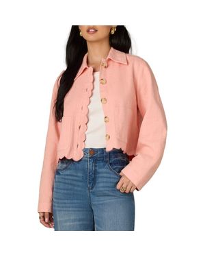 Wit & Wisdom Scallop Detail Cotton Crop Jacket - Blue