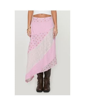 Princess Polly Rennar Mixed Print Asymmetric Skirt - Pink