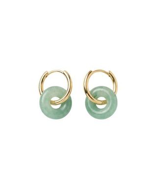 seree Marlo Jade- Gemstone Hoop Earrings - Green