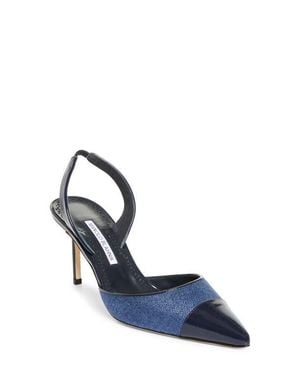 Manolo Blahnik Capsli Cap Toe Slingback Pump - Blue