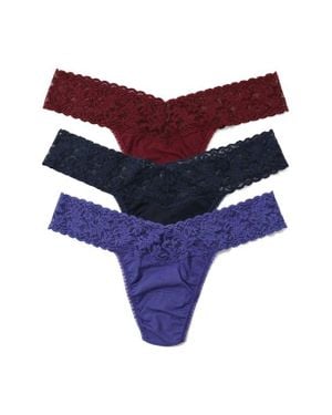 Hanky Panky Holiday Cracker Assorted 3-Pack Low Rise Cotton Thongs - Blue