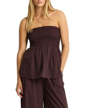 Sea Level Shirred Strapless Top - Purple