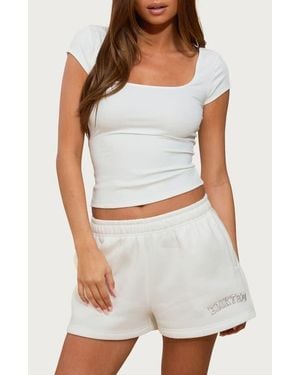 Edikted Delaney Square Neck Cap Sleeve Crop Top - Gray