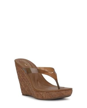Jessica Simpson Jyseta Platform Wedge Flip Flop - Brown