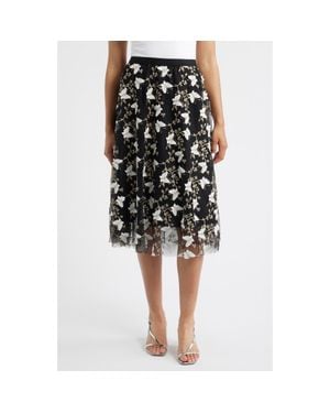 NIKKI LUND Marie Embroidered A-Line Skirt - Black