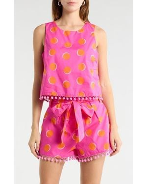 Sugarlips Rosy Polka Dot Taisy Sleeveless Top - Pink