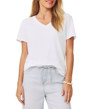 Splendid Louisa Boyfriend Fit V-Neck Cotton T-Shirt - White
