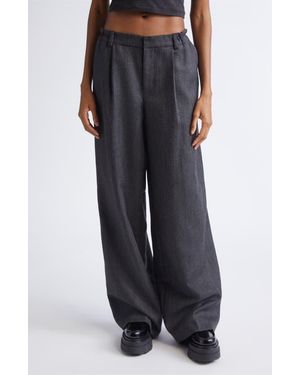 Alexander Wang Tailored Wool Flannel Wide Leg Pants - Black