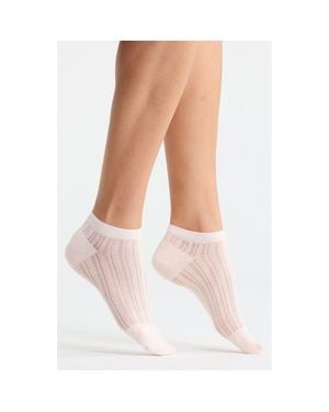 Casa Clara Colette Cotton Blend Pointelle Ankle Socks - Natural