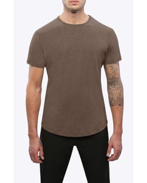 Cuts Ao Curve Hem Cotton Blend T-Shirt - Gray