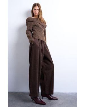 TOPSHOP Cotton Corduroy Pants - Brown