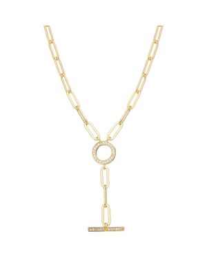 ATHRA LUXE Pavé Paper Clip Chain Toggle Necklace - Metallic