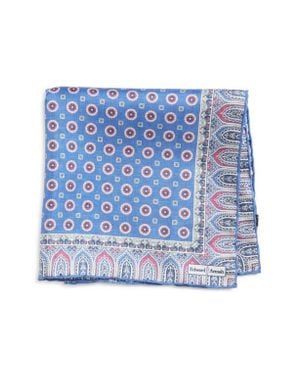 Edward Armah Neat Silk Pocket Square - Blue