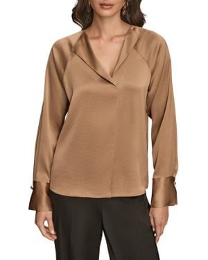 Donna Karan Hammered Satin Top - Black