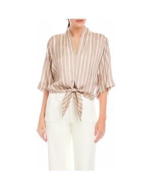 Fifteen Twenty Bernice Stripe Tie Front Shirt - Natural