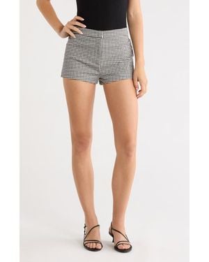 Astr Valerie Gingham Stretch Cotton Micro Shorts - Gray