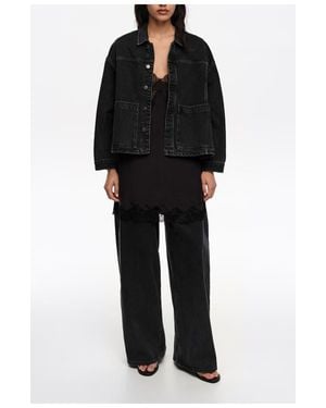 Bimba Y Lola A-Line Washed Denim Jacket - Black