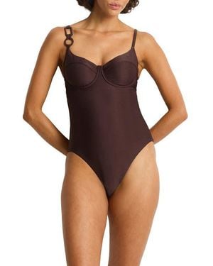 Sea Level Zen Textured Balconette Underwire One-Piece Swimsuit - Brown