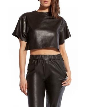AS by DF Beck Upcycled Leather Tee - Gray