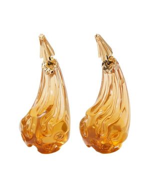 Tory Burch Logo Drop Front/Back Earrings - Yellow