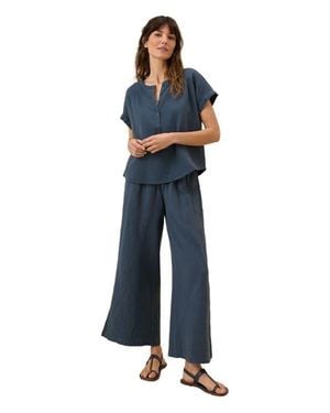 Pact Organic Cotton Coastal Double Gauze Short Sleeve Popover - Blue