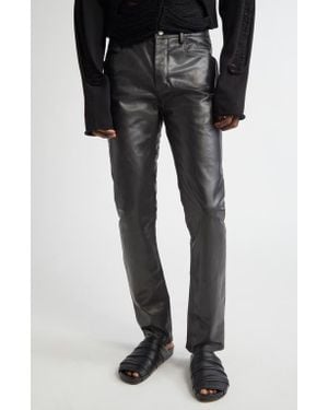 Rick Owens Tyrone Skinny Fit Leather Jeans - Gray
