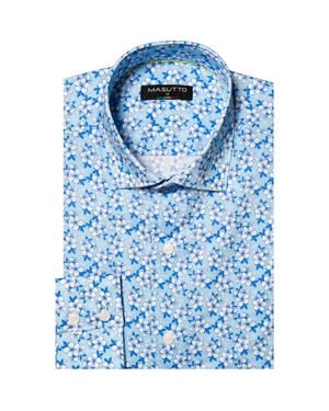 MASUTTO Nice Print Button-Up Long Sleeve Shirt - Blue