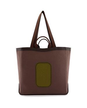 BEHNO Maison Large Canvas & Leather Tote - Brown