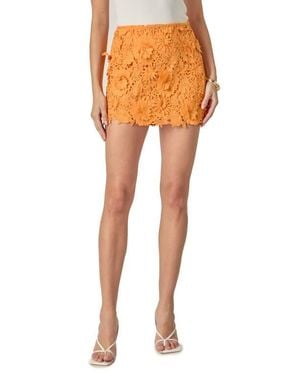 Endless Rose Floral Lace Miniskirt - Orange