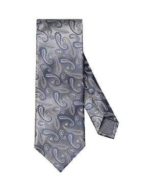 Eton Paisley Silk Jacquard Tie - Blue