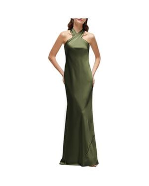 After Six Bias Cut Stretch Satin Charmeuse Gown - Green