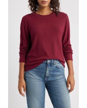 Loveappella Brushed Jersey Crewneck Top - Red