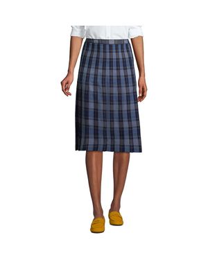 Lands' End School Uniform Plaid Pleated Skirt Below The Knee - Blue