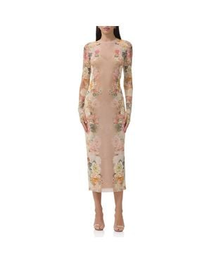 AFRM Ashland Long Sleeve Midi Dress - Natural