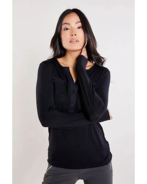 Anatomie Calista Roll Up Henley Top - Black