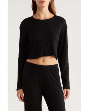 Andine Maeve Palermo Rib Long Sleeve Crop Top - Black