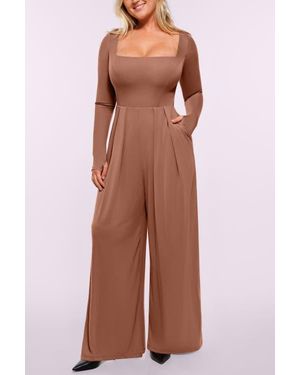 Shapellx Airslim Square Neckline Built-In Shaping Jumpsuit - Brown