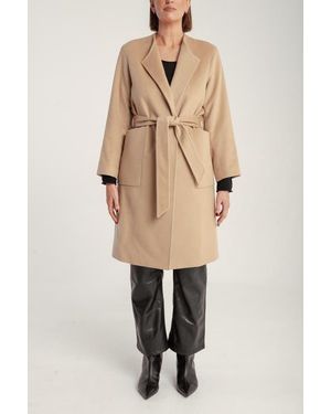 1982 Cashmere Belted Lapel Coat - Natural