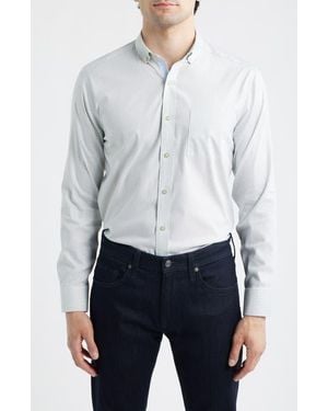 Johnston & Murphy Ovation Stripe Non-Iron Stretch Cotton Button-Up Shirt - White