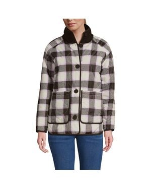 Lands' End High Pile Fleece Reversible Mixed Media Long Jacket - Multicolor