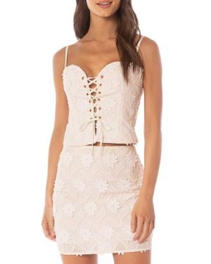 Maaji Frosted Lace Appliqué Crop Cotton Blend Cover-Up Top - White