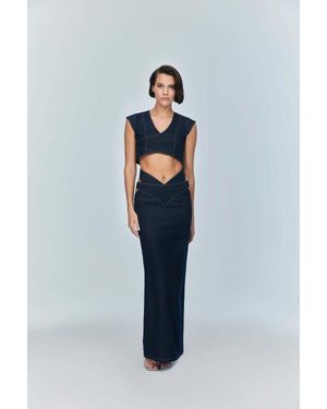 Jendue US Vonk Cut Out Denim Skirt - Blue