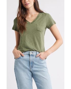Caslon Cotton & Modal V-Neck T-Shirt - Green