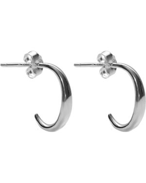 Argento Vivo Sterling Silver Small Oval J-Hoop Earrings - Metallic