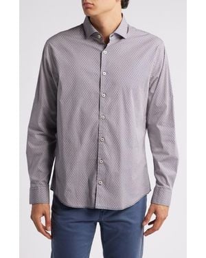 Brax Harold Hi Flex Cotton Button-Up Shirt - Gray