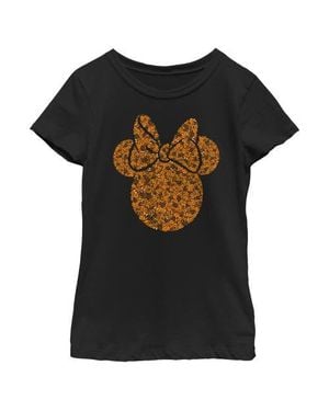 Mickey & Friends Girl's Halloween Disney Minnie Mouse Silhouette Filled Graphic T-Shirt - Black