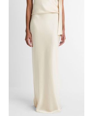 Vince Satin Bias Column Skirt - Natural